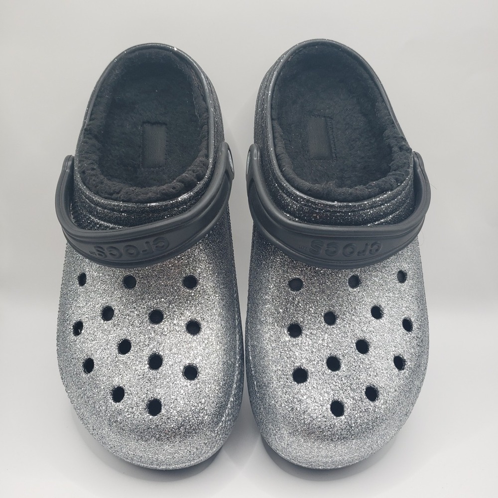 Crocs Classic Glitter Clog Men's 8 Women's 10 Silver Unisex